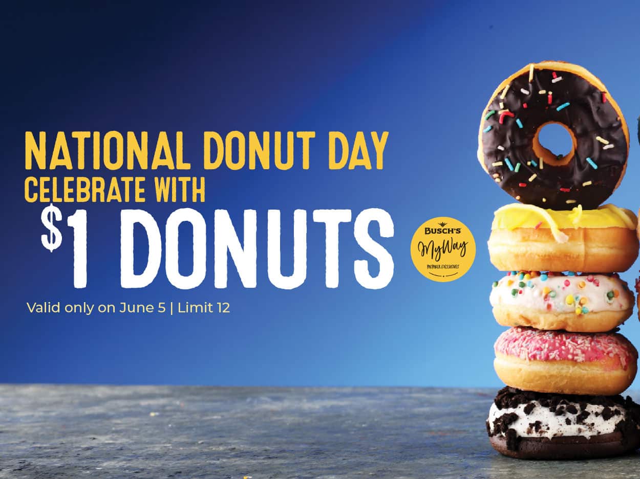 National Donut Day with $1 Donuts Valid Only June 5 Limit 12