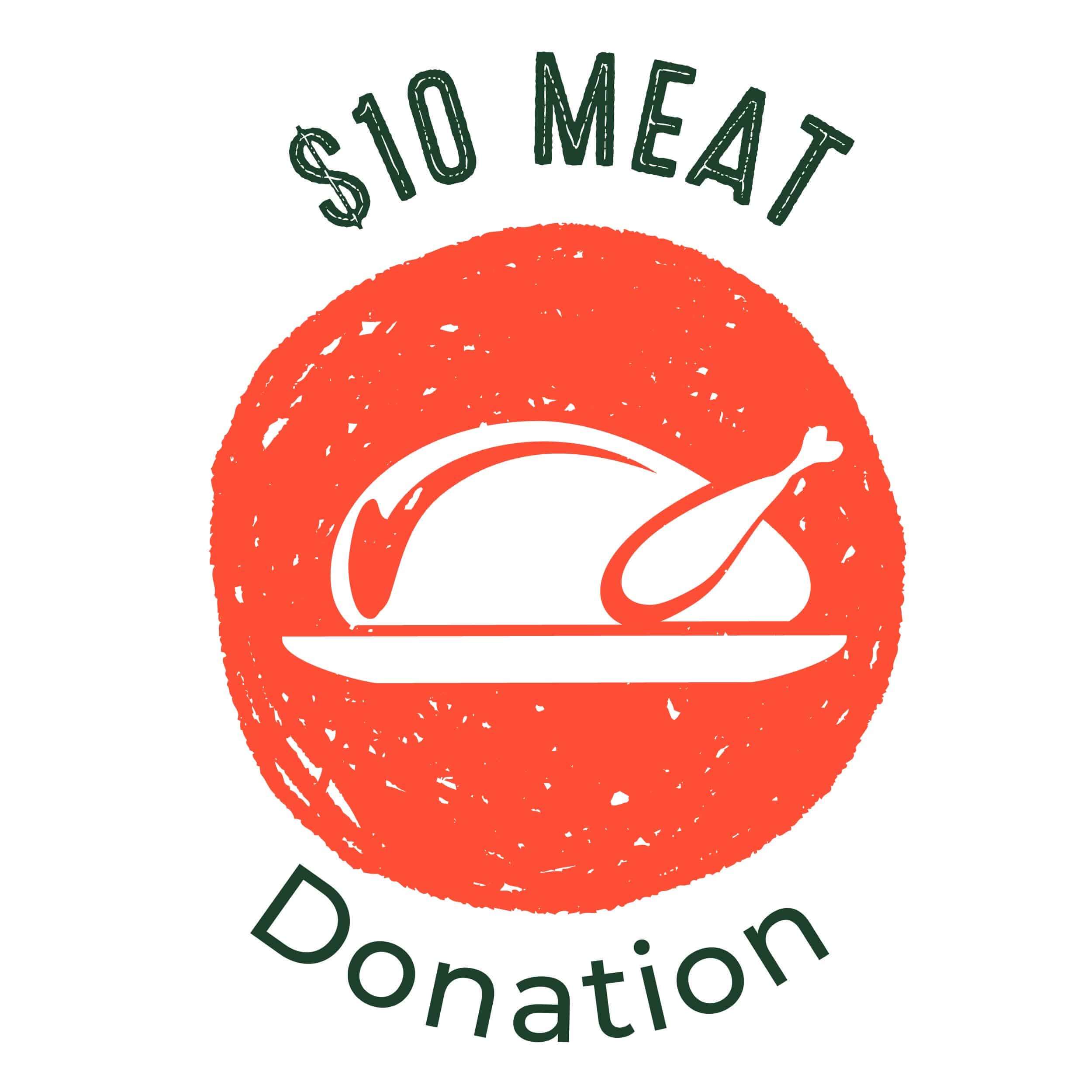 Ways to donate to SOS graphic, $10 meat donation