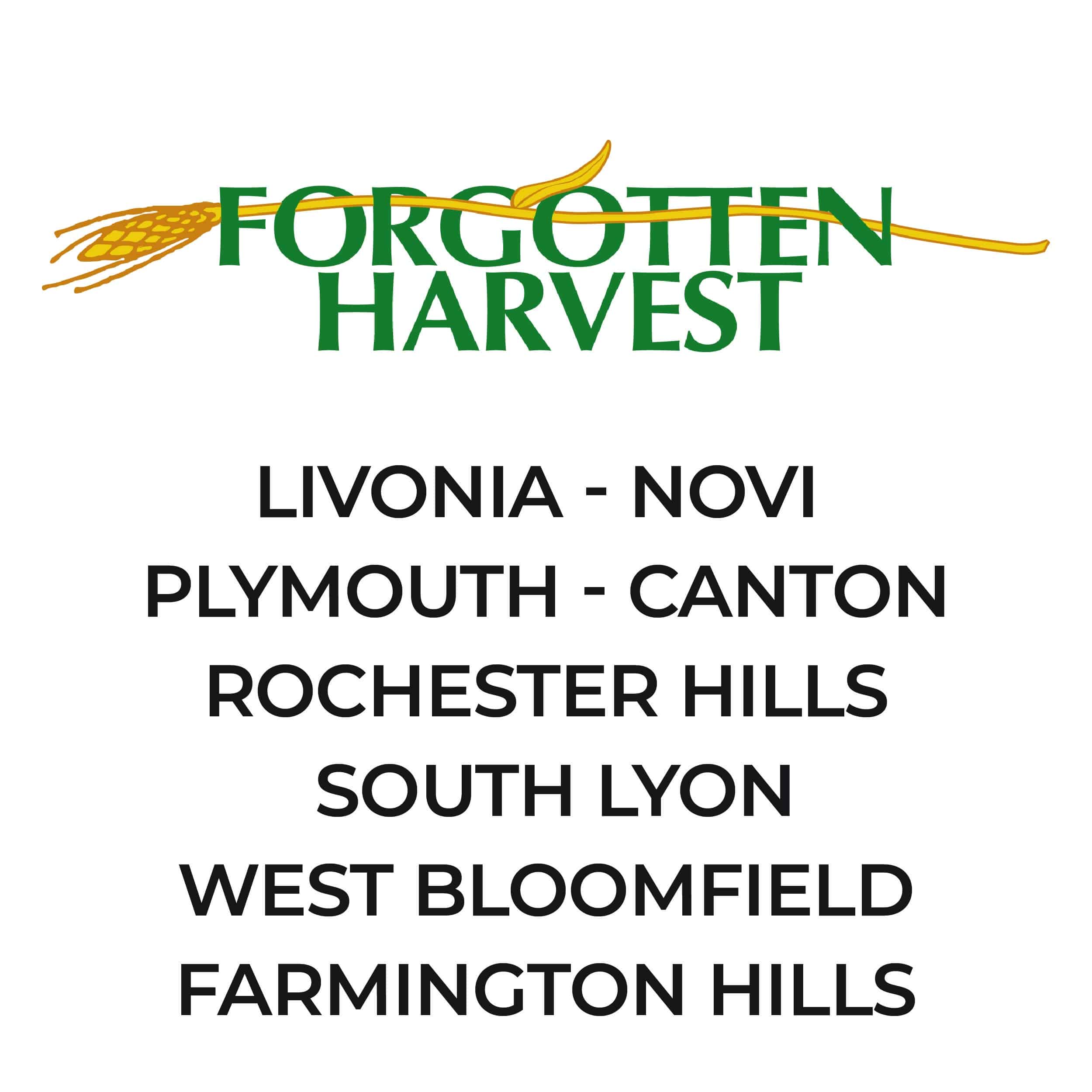 Season of Sharing graphic showing the Forgotten Harvest logo and a list of Busch’s stores whose proceeds will support Forgotten Harvest
