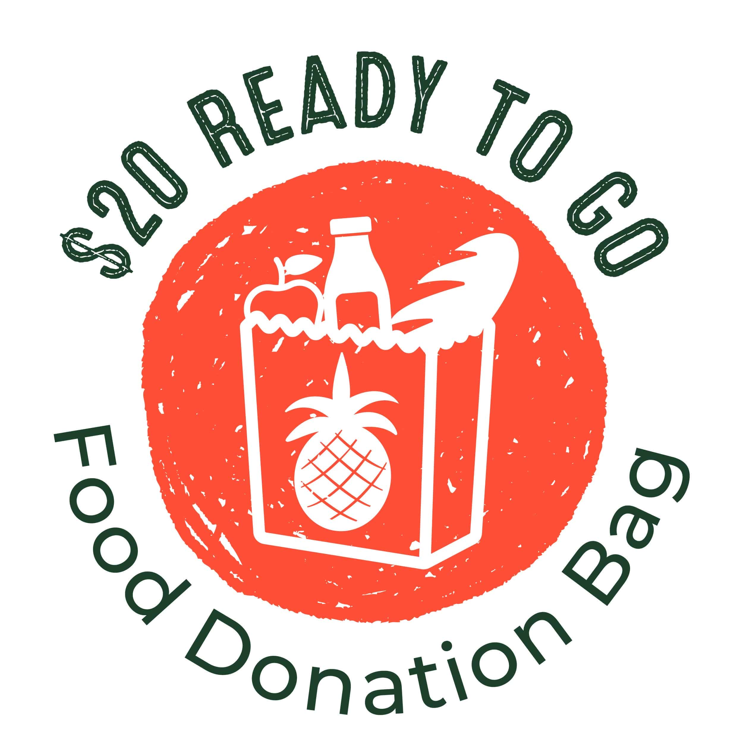 Ways to donate to SOS graphic, $20 ready to go go food donation bag