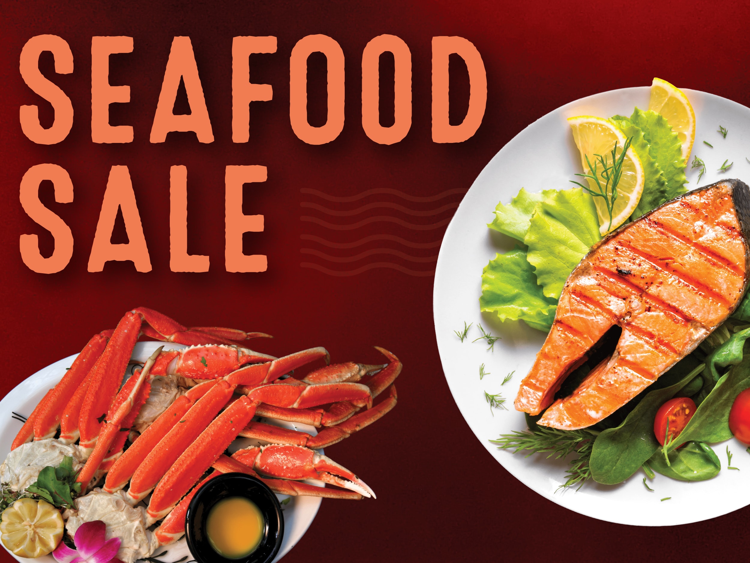 Graphic for Busch's Fresh Food Market Weeklong Seafood Sale with a plates of prepared seafood.