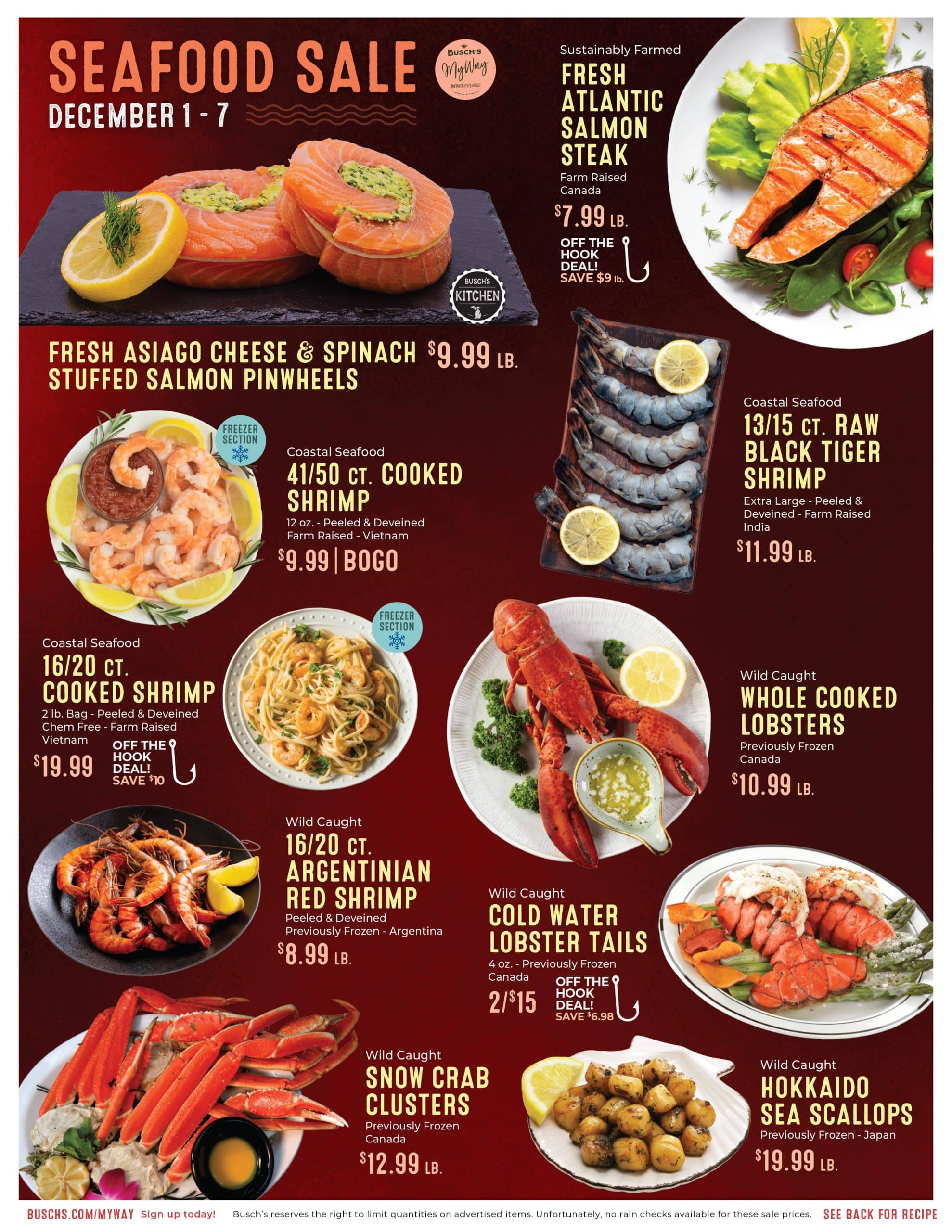 Graphic of Busch's Weeklong Seafood Sale running from December 1 - 7, 2025.