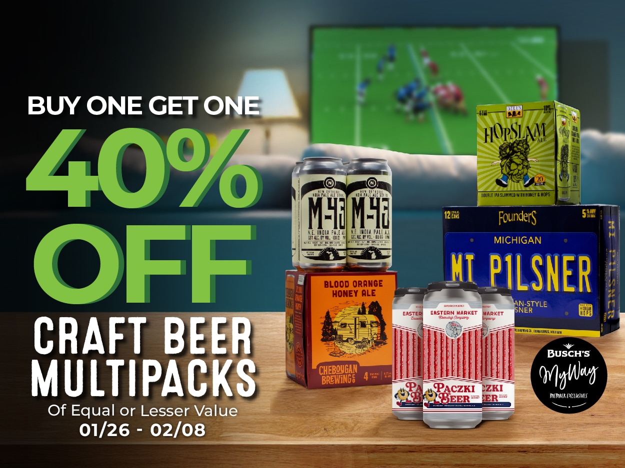BOGO 40% Off on Craft Beer Multipack at Busch's Fresh Food Market in Ann Arbor, MI