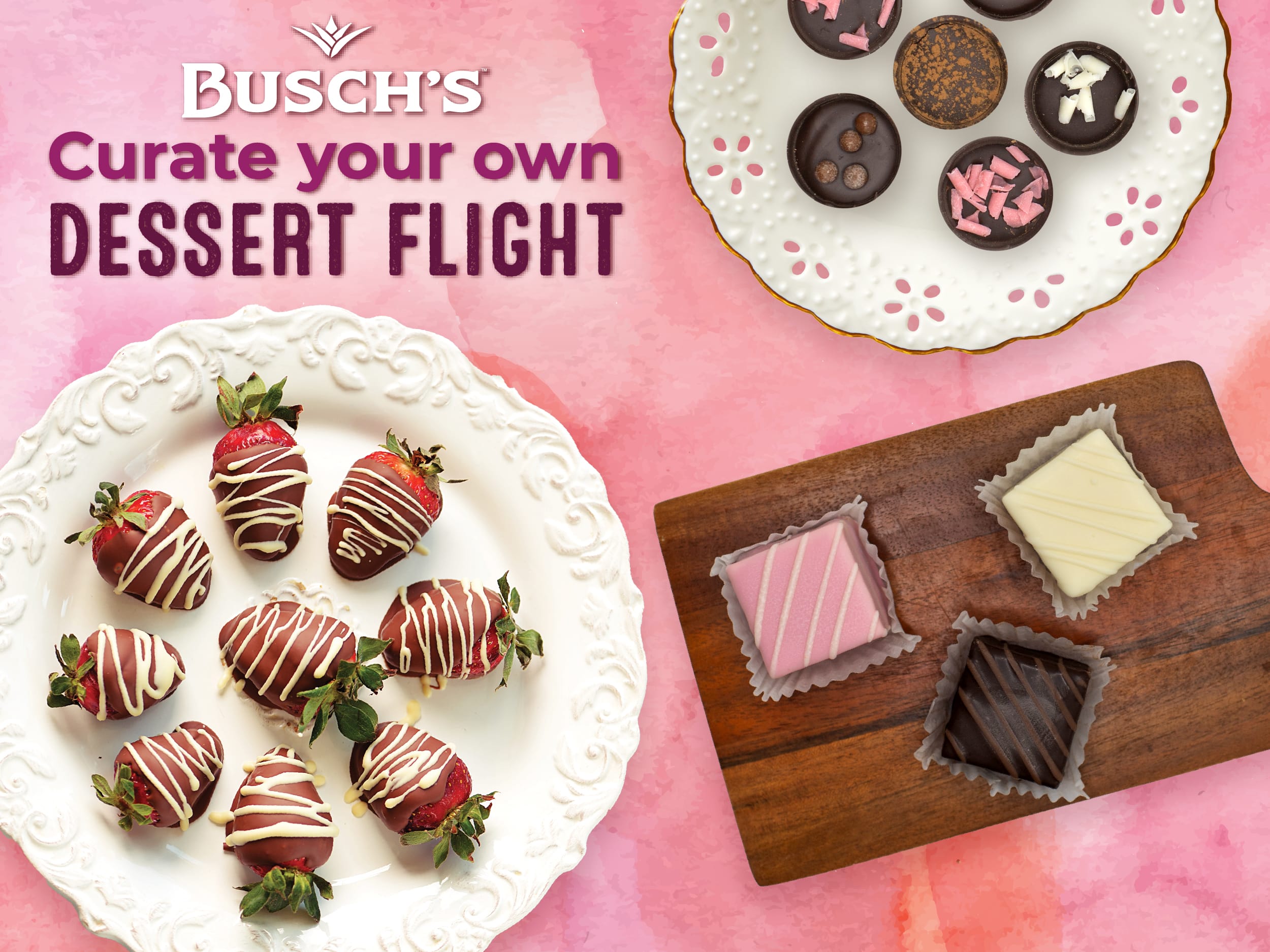 Graphic for Busch's Fresh Food Market Curate your Own Dessert Flight Event for Valentine's Day