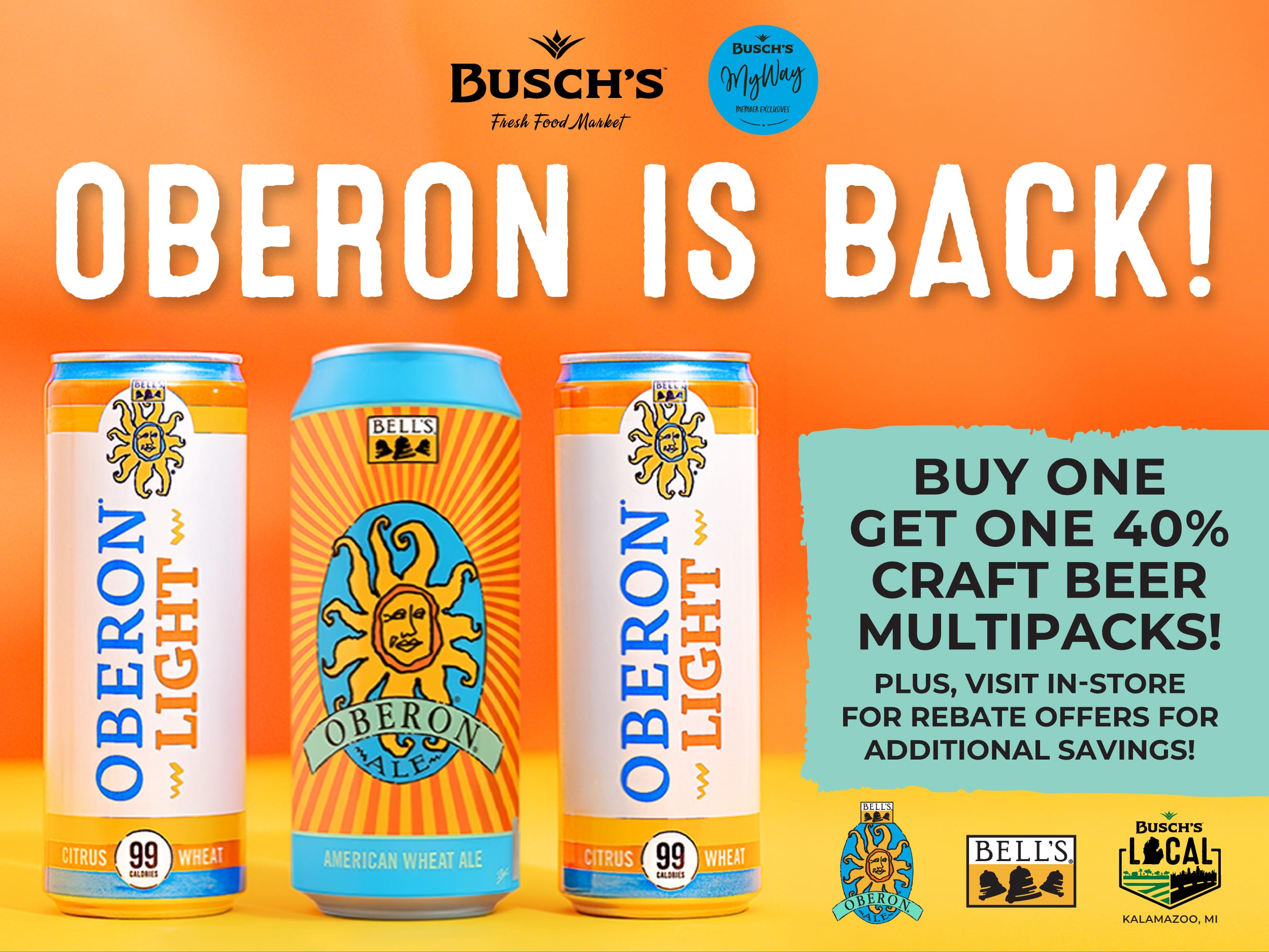 Oberon Beer launch with BOGO 40% off craft beer sale and additional in-store rebate