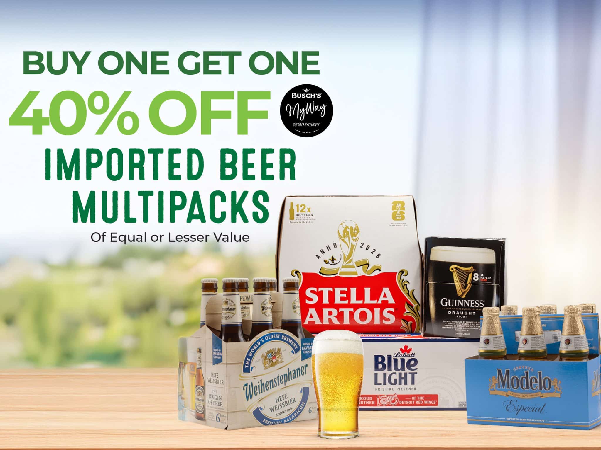 BOGO 40% off Imported Beer Multipacks