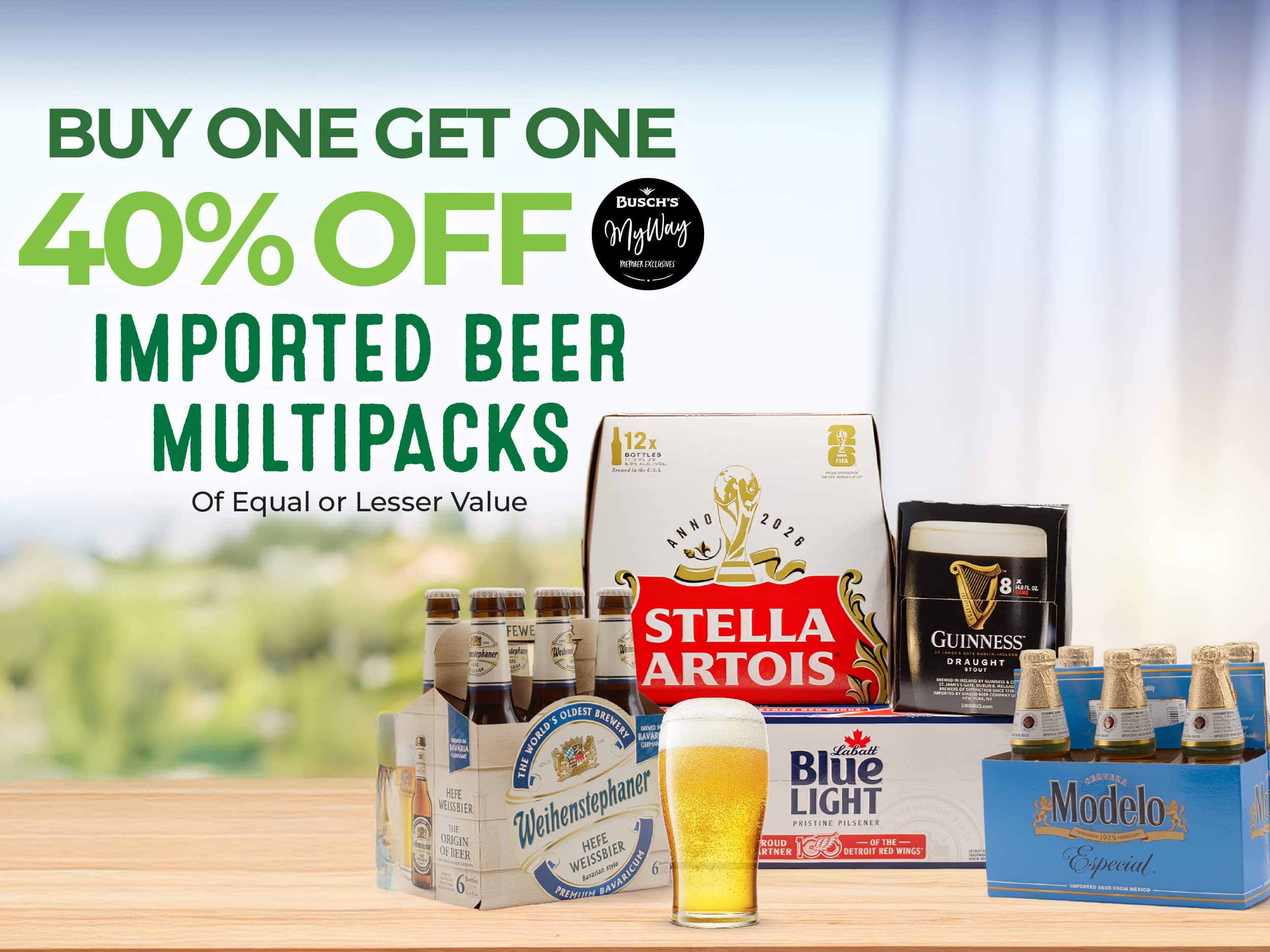BOGO 40% off Imported Beer Multipacks