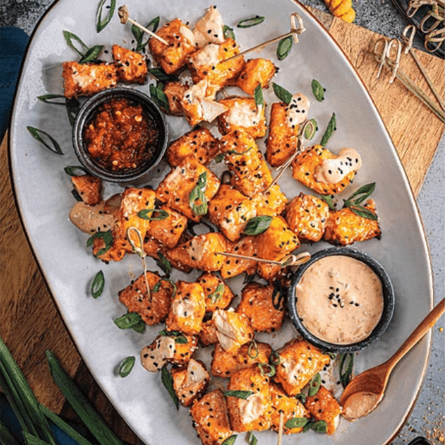 Air Fryer Smoky Brown Sugar-Chili Salmon Bites