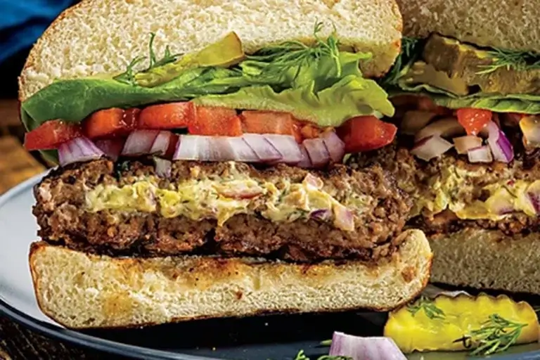 Grilled Dill Pickle-Stuffed Burgers