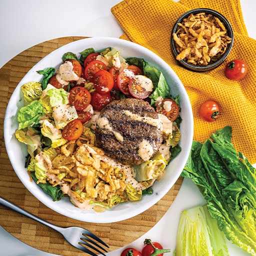Grilled Burger Salad Bowl