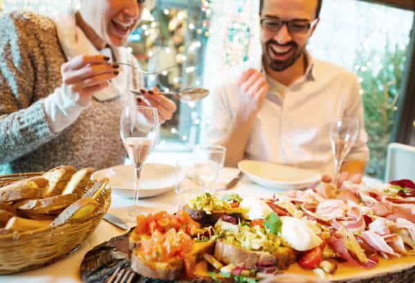 A family enjoying their dinner during a holiday