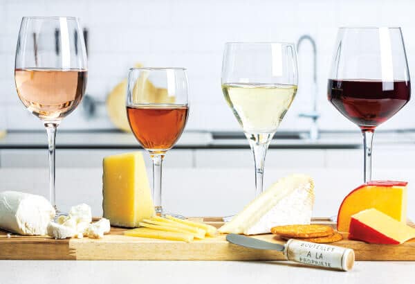 Holiday wine and cheese pairings display in Ann Arbor, Michigan