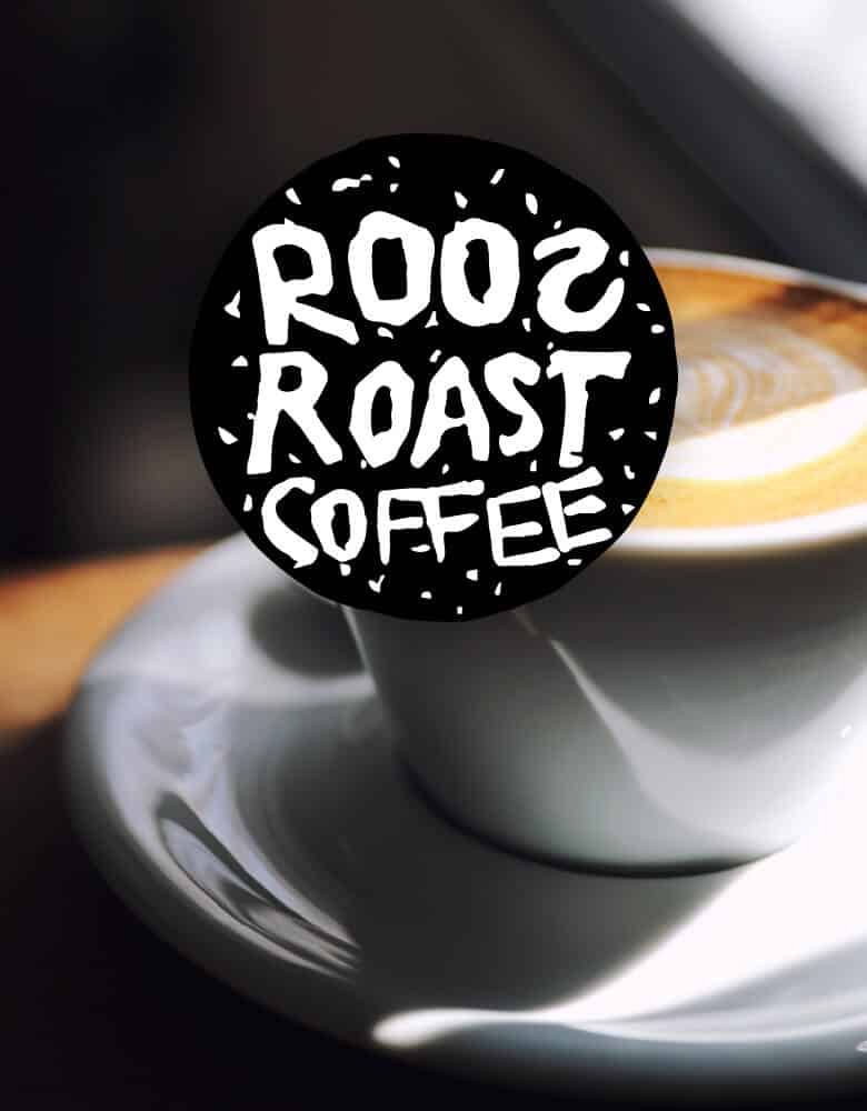 Roos Roast coffee display in Ann Arbor, Michigan, highlighting locally roasted coffee blends
