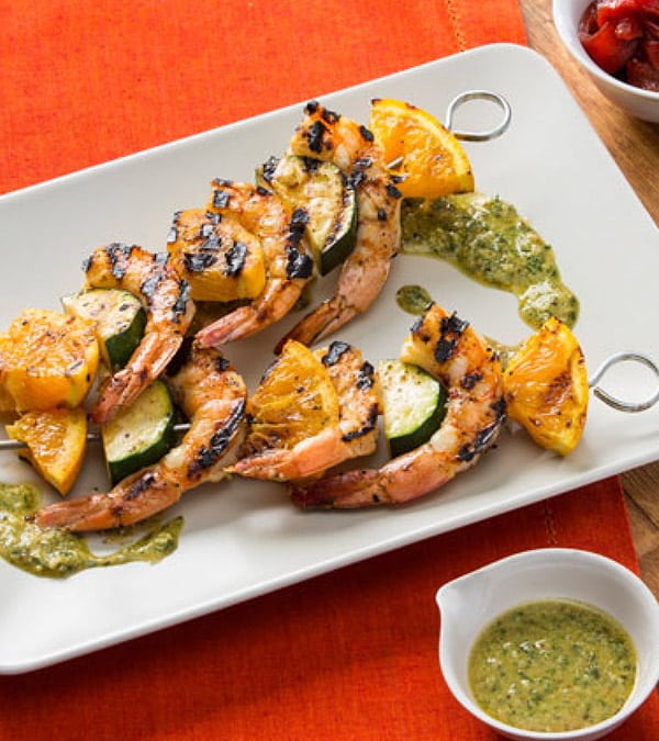 Shrimp Orange Zucchini Kabobs Rosemary Pesto Image