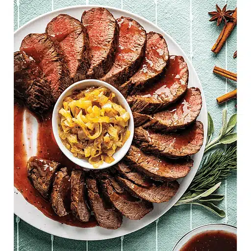 Beef Tenderloin with Garlic-Parmesan Caramelized Onions Recipe Photo