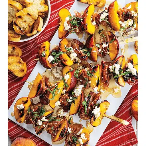 Grilled Peach & Prosciutto Skewers
